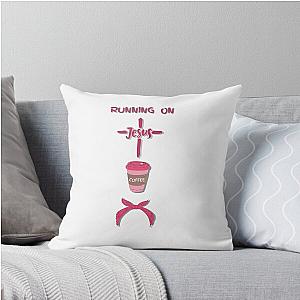 Running on Jesus, Coffee and Ms. Rachel Throw Pillow