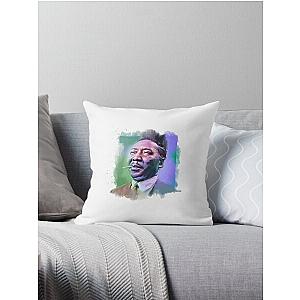 Muddy Waters - Famous Musician Portraits green and blue Throw Pillow