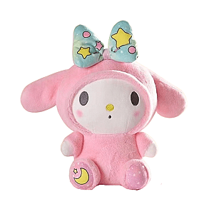 23cm Pink My Melody Moon Star Tie Bow Bunny Plush