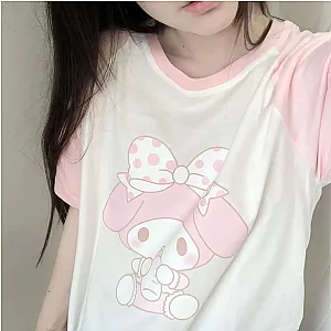 Sanrio Anime My Melody Cute Cartoon Short-sleeved T-shirt