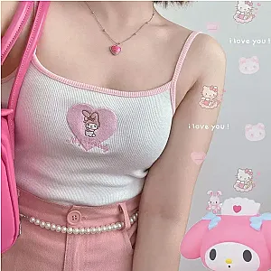 Sanrio My Melody Short Paragraph Bottoming Sexy Cute Girls Slim Thin Inside Outside Wear Shirts