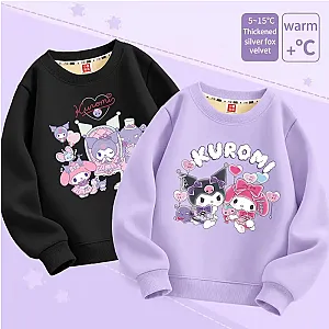 Kuromi My Melody Cartoon Girl Silver Fox Velvet Sweater Hoodies
