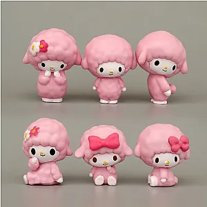 6pcs My Melody Sanrio Figures Toys Cos Sheep Decorative Ornament