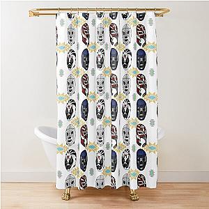 Masks of Legends - El Santo Mil Mascaras Blue Demon Rey Mysterio Shower Curtain