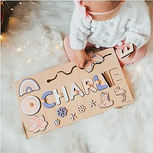 Educational Name Puzzle Kids Wooden Board Toy Kids Sensory Fine Motor Skill Toy