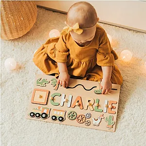 Educational Name Puzzle Kids Wooden Board Toy Kids Sensory Fine Motor Skill Toy