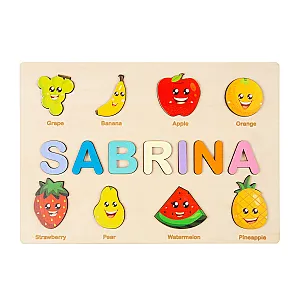 Name Puzzle Board With Fruit Baby Girl Gift Personalized