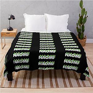 Green Naomi Name Label Black Throw Blanket