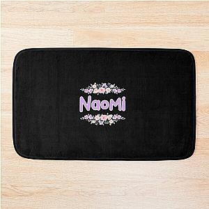 Purple Flower Naomi Name Black Bath Mat