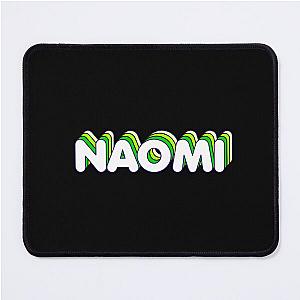 Green Naomi Name Label Black Mouse Pad