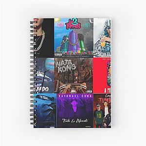 Collage type image of Natanael Cano's most popular albums Spiral Notebook