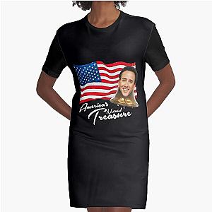 America's National Treasure - White Text Graphic T-Shirt Dress