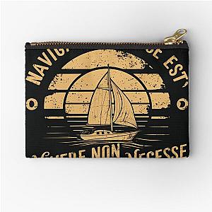 Navigare est, Vivere Non est Necesse, Vintage Sailing Yacht, It is necessary to sail Zipper Pouch