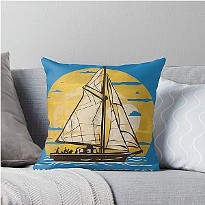 Navigare Est, Vintage Sailing Yacht, It is necessary to sail Throw Pillow