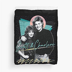 Scott and Charlene Retro 80s Art For Neighbours Fans Gift For Kylie Minogue and Jason Donovan Lovers Duvet Cover