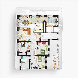 Floorplan of the loft  apartment from NEW GIRL Duvet Cover