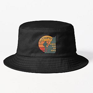 Mountain Climbers Reach New Heights Graphic Design in Gray Green with Sunset in Vintage Colors Bucket Hat