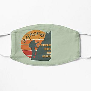 Mountain Climbers Reach New Heights Graphic Design in Gray Green with Sunset in Vintage Colors Flat Mask