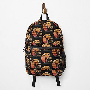 Woman Girl Hikers Reach New Heights Graphic Design with Sunset in Vintage Colors Backpack