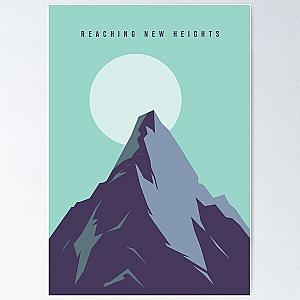 Reaching New Heights Mountaintop Illustration Poster