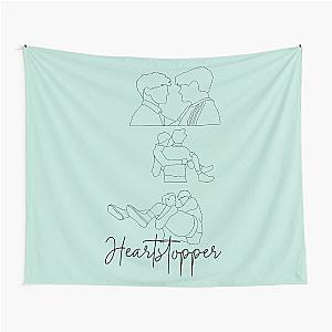 Heartstopper - Nick and Charlie beach scene outline Digital Illustration Tapestry