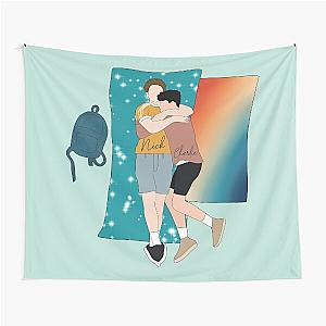 Heartstopper - Nick and Charlie beach scene Digital Illustration Tapestry