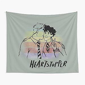 Heartstopper - Nick and Charlie Hug, Black and White Illustration Tapestry