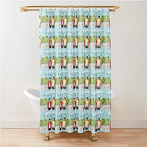 Heartstopper Nick and Charlie in Paris with leaves Shower Curtain