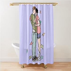 Hearstopper Nick and charlie kiss with leaves inspired Shower Curtain