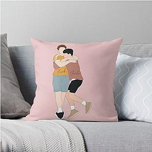 Copy of Heartstopper - Nick and Charlie beach sleep hug Digital Illustration Throw Pillow