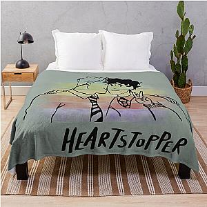 Heartstopper - Nick and Charlie Hug, Black and White Illustration Throw Blanket