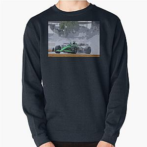 Nico Hulkenberg racing his 2025 F1 car in the rain towards his first podium during the British Grand Prix