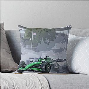 Nico Hulkenberg racing his 2025 F1 car in the rain towards his first podium during the British Grand Prix Throw Pillow