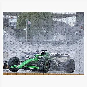 Nico Hulkenberg racing his F1 car in the rain towards his first podium during the British Grand Prix Jigsaw Puzzle
