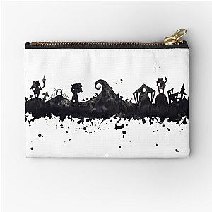 Halloween Town Nightmare Before Christmas Inspired Watercolor Skyline Zipper Pouch