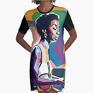 An Abstract Geometric of Nina Simone Graphic T-Shirt Dress