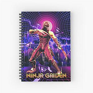 Ninja Gaiden retro wave gaming neon city Spiral Notebook