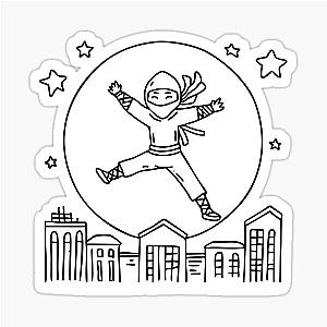 A ninja leaping between rooftops under moonlight