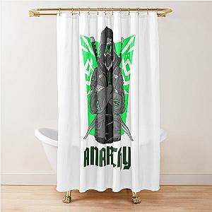 Masked Ninja on Green with Swords Shower Curtain