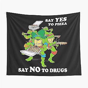 Retro Love Ninja Turtles Cartoon Say No To Drugs Pizza Tapestry