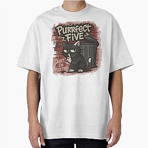 Sneaky Cat Mysterious Ninja Cat Design Oversized T-Shirt