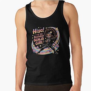Adorable Ninja Birthday Girl Featuring a Brave Cartoon Character Tank Tee