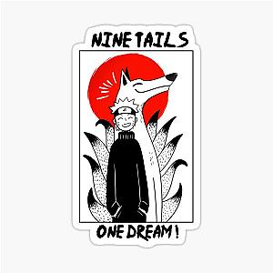 Mustard Fox Spirit and Blonde Ninja Smiling Minimalist Anime Art Sticker