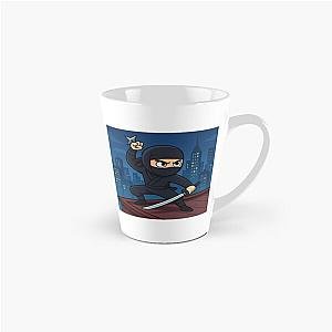 Cartoon Ninja Warrior on Rooftop Night Skyscraper Scene Tall Mug