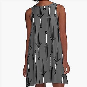 Two types Ninja knives A-Line Dress with dark grey pattern
