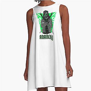 Masked Ninja on Green A-Line Dress