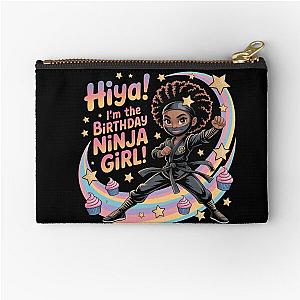 Adorable Ninja Birthday Girl Design Featuring a Brave Cartoon Character Pouch