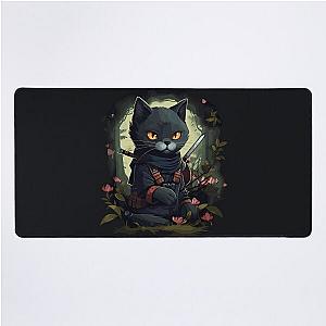 Ninja Cat Kawaii Chibi Bamboo Desk Mat