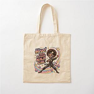Adorable Ninja Birthday Girl Featuring a Brave Cartoon Character Cotton Tote Bag