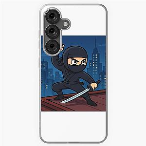 Cartoon Ninja Warrior on Rooftop Night Skyscraper Scene Samsung Galaxy Case